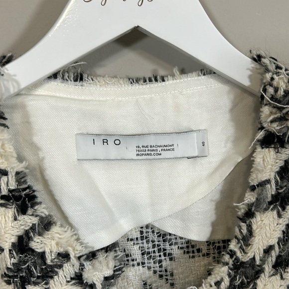 IRO Hope Houndstooth Blazer Wool Blend Lined Long Sleeve Jacket Black White US 8 - Picture 5 of 15